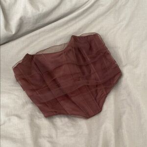 Zara Brown Strapless Tulle top NWT